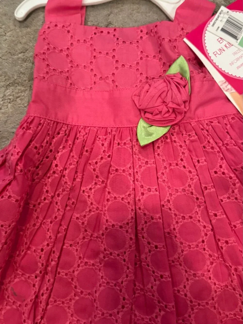 Sweet Heart Rose Baby Girls' Sleeveless Sundress PINK Eyelet Dress Baby Toddler